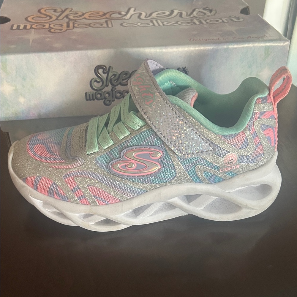 Skechers Kids' Sparkle Light-Up Sneakers - Pink and Blue - Picture 7 of 12